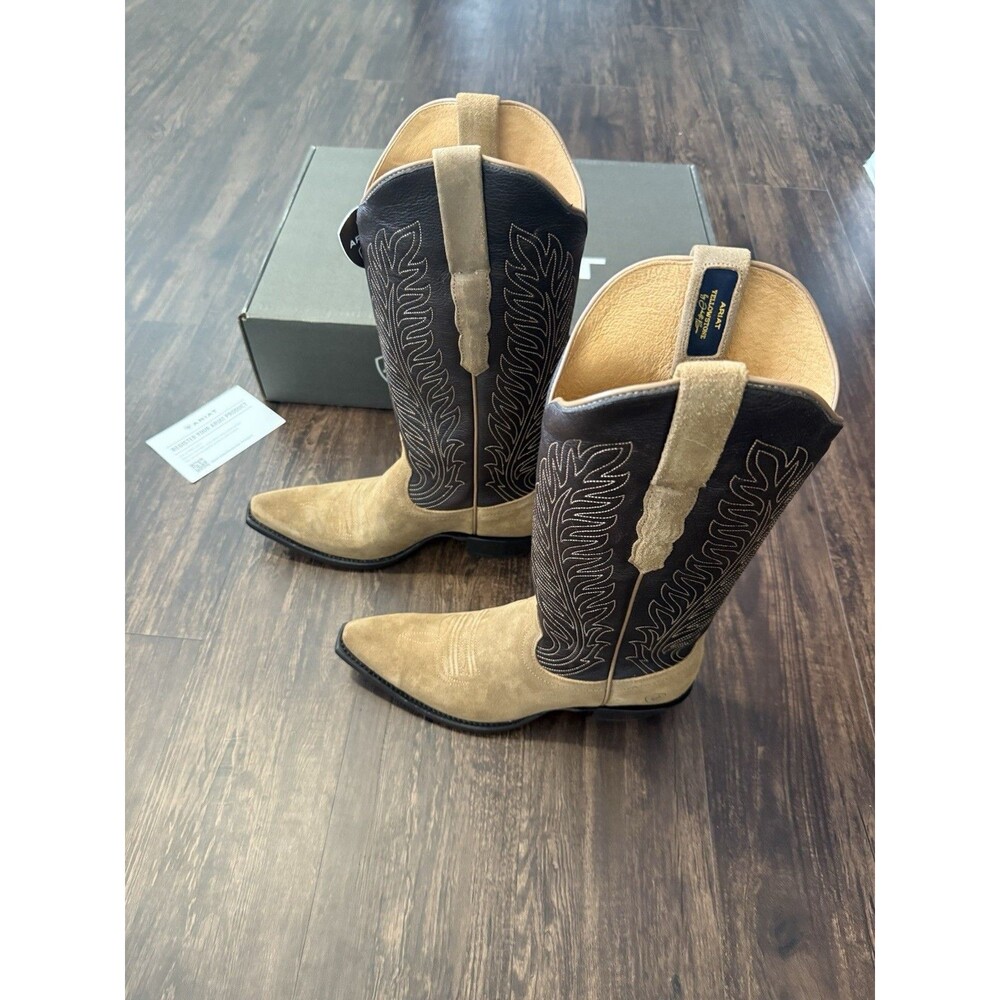 ARIAT Women's Yellowstone Arena Dirt Boot Tan/Toffee Crunch Leather Cowgirl 10 B - Picture 4 of 9